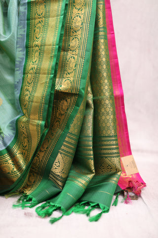 Green Gadwal Cotton Silk Saree - SRGCSS05