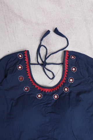 Navy Blue HBP Ajrakh Cotton Blouse - SRNBACB08