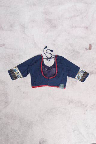 Navy Blue HBP Ajrakh Cotton Blouse - SRNBACB08