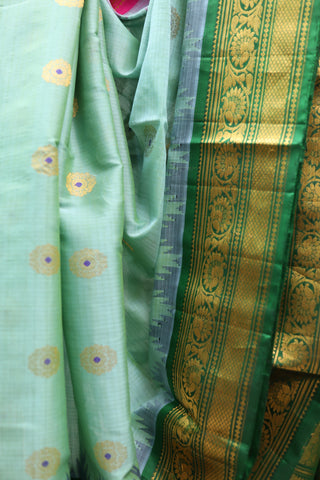 Green Gadwal Cotton Silk Saree - SRGCSS05