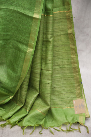 Parrot Green Tissue Tussar Silk Saree-SRPGTTSS168