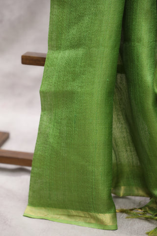 Parrot Green Tissue Tussar Silk Saree-SRPGTTSS168