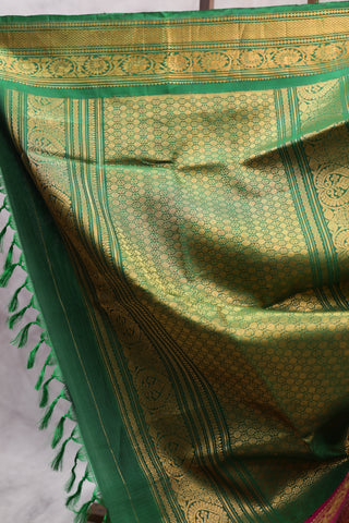 Green Gadwal Cotton Silk Saree - SRGCSS05