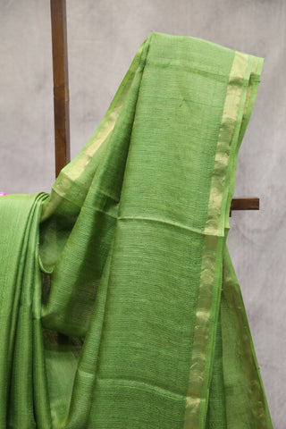 Parrot Green Tissue Tussar Silk Saree-SRPGTTSS168