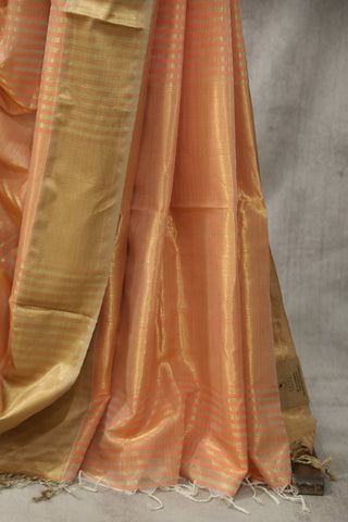 Peach Tissue Maheshwari Saree - SRPTMS144EX