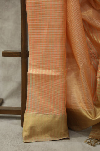 Peach Tissue Maheshwari Saree - SRPTMS144EX