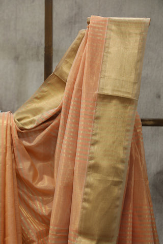 Peach Tissue Maheshwari Saree - SRPTMS144EX