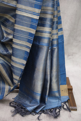 Blue Tussar Silk Saree - SRGKTSS119EX