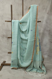 Light Green Linen Jamdani Saree -SRLGLJS21EX