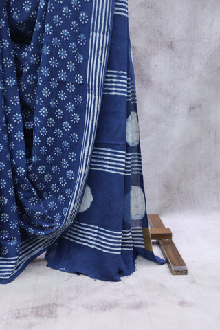 Indigo HBP Cotton Saree - SRICS1899