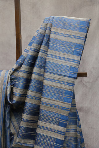 Blue Tussar Silk Saree - SRGKTSS119EX