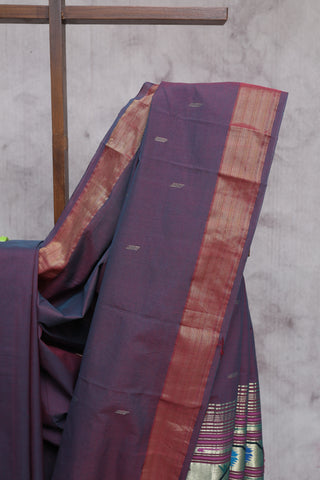 Two Tone Purple Cotton Paithani Saree-SRTTPCPS330