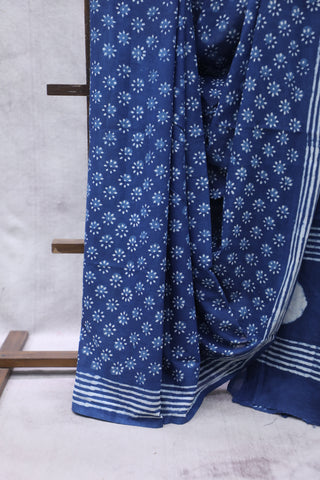 Indigo HBP Cotton Saree - SRICS1899