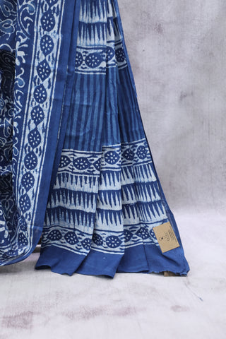 Indigo HBP Cotton Saree - SRICS1900