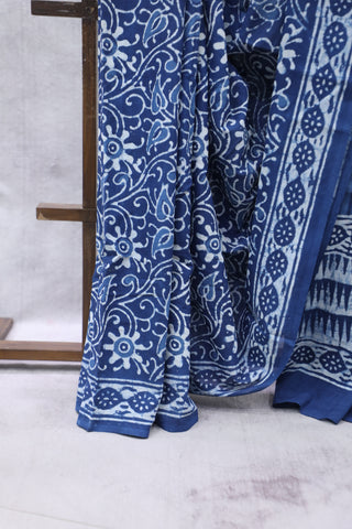 Indigo HBP Cotton Saree - SRICS1900