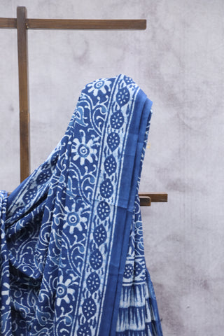 Indigo HBP Cotton Saree - SRICS1900