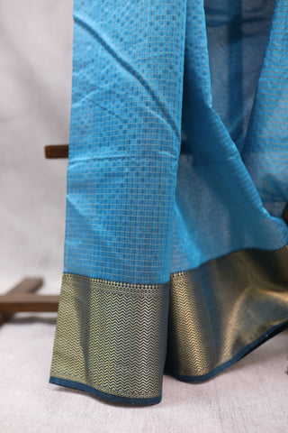 Blue Silk Maheshwari Saree -SRBSMS174