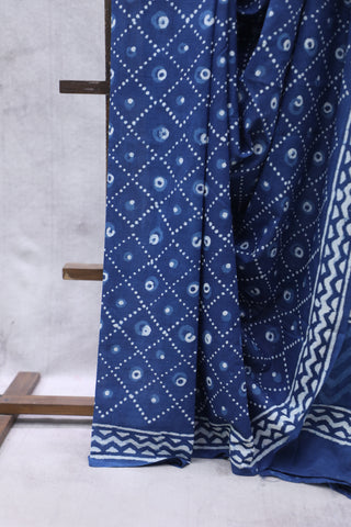 Indigo HBP Cotton Saree - SRICS1888