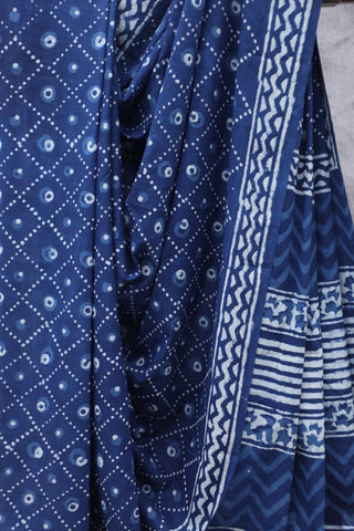 Indigo HBP Cotton Saree - SRICS1888