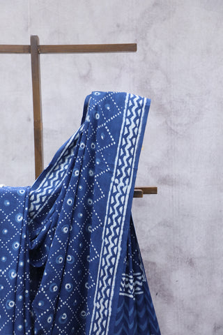 Indigo HBP Cotton Saree - SRICS1888