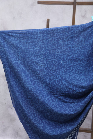 Indigo HBP Cotton Saree - SRICS1888