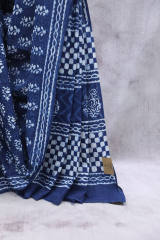 Indigo HBP Cotton Saree - SRICS1901