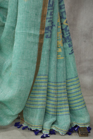 Pastel Green Linen Jamdani Saree -SRPGLJS229