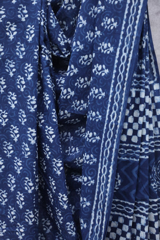 Indigo HBP Cotton Saree - SRICS1901