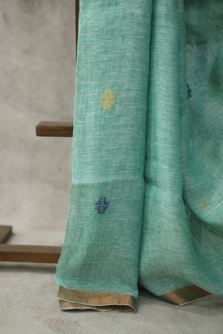 Pastel Green Linen Jamdani Saree -SRPGLJS229