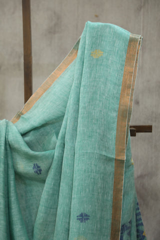 Pastel Green Linen Jamdani Saree -SRPGLJS229