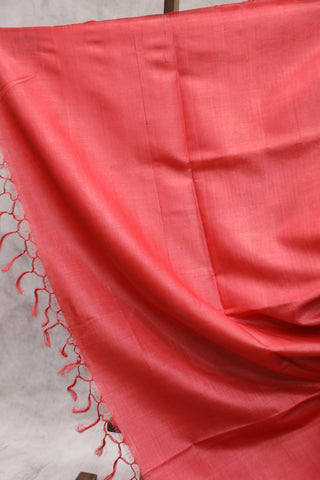 Tomato Red Tussar Silk Saree - SRTRTSS83EX