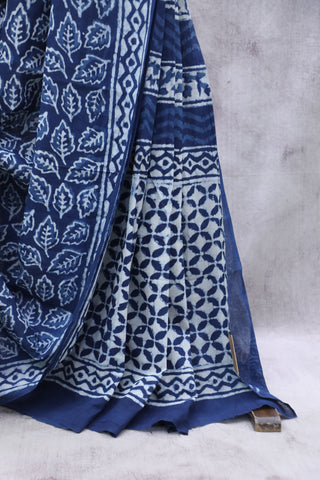 Indigo HBP Cotton Saree - SRICS1902