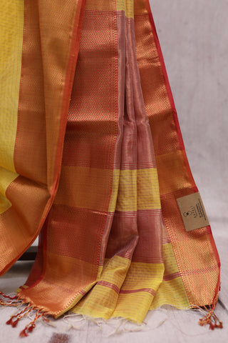 Yellow Silk Maheshwari Saree -SRYSMS172