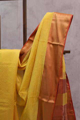 Yellow Silk Maheshwari Saree -SRYSMS172