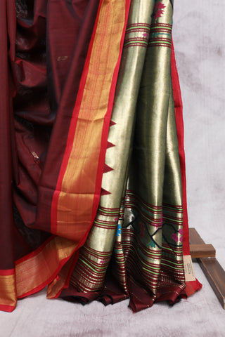 Wine Cotton Paithani Saree-SRWCPS326