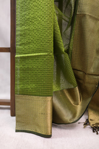 Moss Green Silk Maheshwari Saree -SRGSMS171