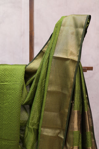 Moss Green Silk Maheshwari Saree -SRGSMS171