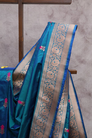 Teal Blue Banarasi Silk Saree-SRTBBSS266