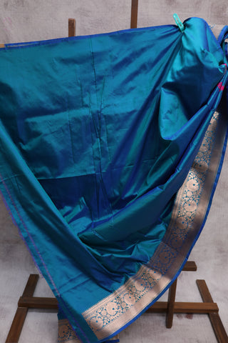 Teal Blue Banarasi Silk Saree-SRTBBSS266