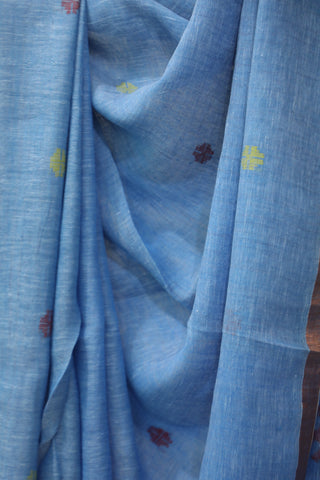 Light Blue Linen Jamdani Saree -SRLBLJS06EX