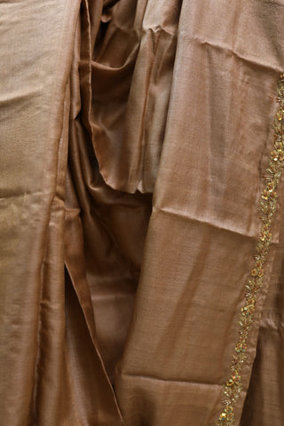 Beige Zardosi Tussar Silk Saree-SRBZTSS16