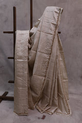 Cream Zardosi Tussar Silk Saree-SRCZTSS17