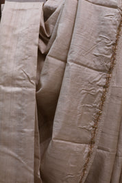 Cream Zardosi Tussar Silk Saree-SRCZTSS17