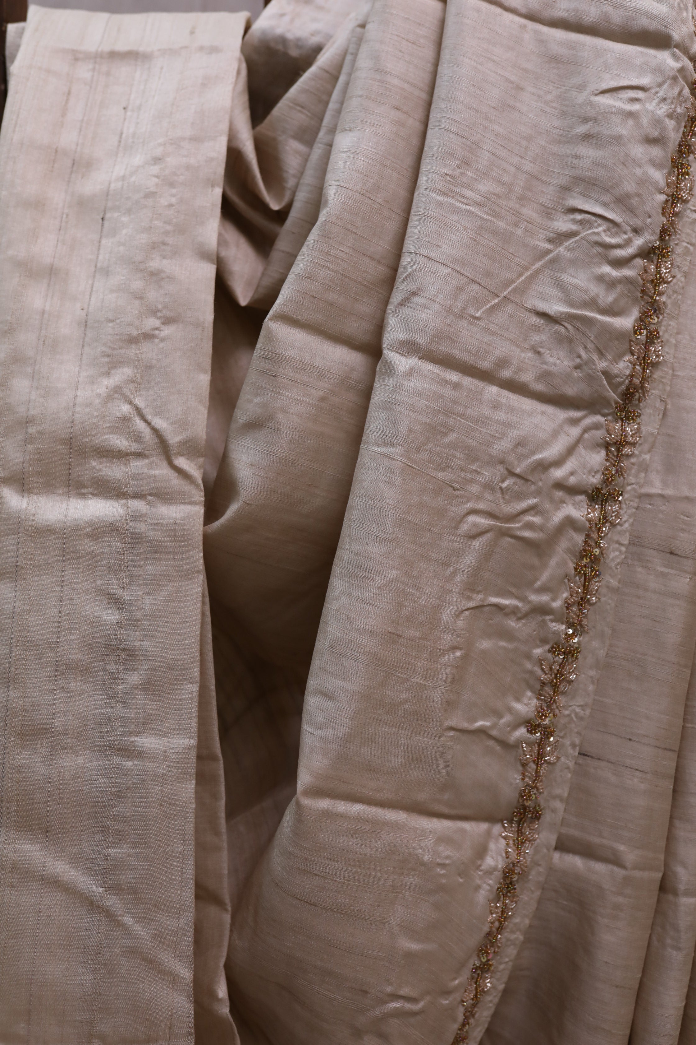 Cream Zardosi Tussar Silk Saree-SRCZTSS17