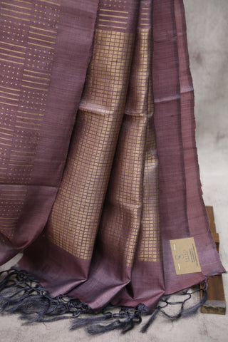 Dark Mauve  Tussar Silk Saree - SRDMTSS86EX