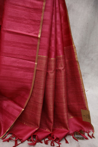 Onion Pink Tussar Silk Saree - SRGKTSS109EX