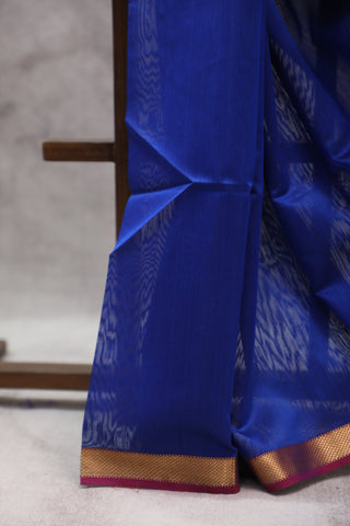 Dark Blue Silk Maheshwari Saree - SRDBSMS283