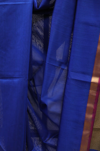 Dark Blue Silk Maheshwari Saree - SRDBSMS283