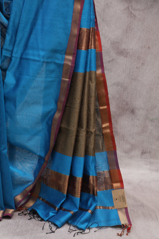 Sky Blue Silk Maheshwari Saree - SRSBSMS282