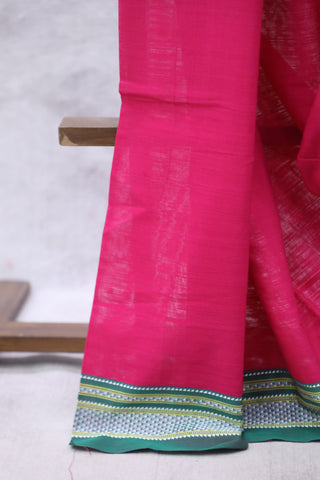 Pink Cotton Ilkal Saree with Chikki Border -SRPCIS427